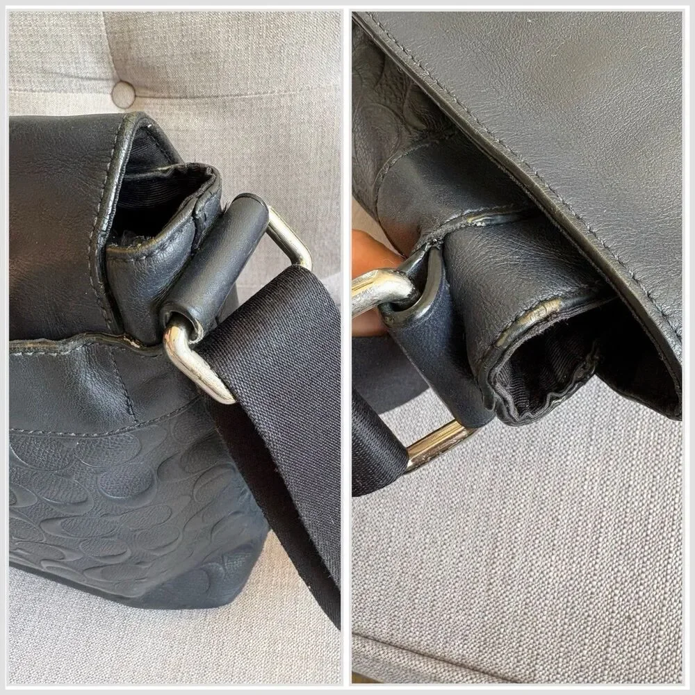 Coach Charles F72220 Messenger In Signature Embossed Leather Crossbody Bag Navy